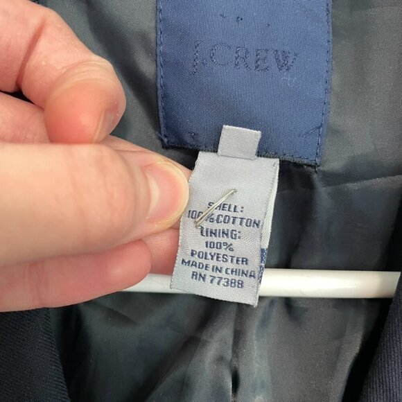 J. CREW Solid Navy Blue Striped Lining Two Button 100% Cotton Work Blazer Jacket - Picture 8 of 16